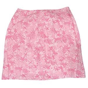 Lily Pulitzer Size 8 Seahorse Print Mini Skirt Pink Lined Linen Blend Summer